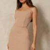 Corset Mini Dress -BOW Clothing Shop beige corset mini dress