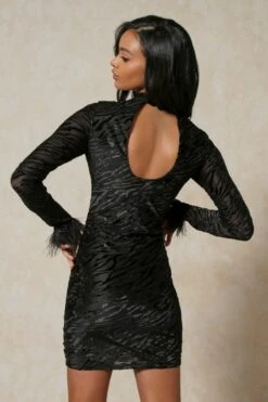 Animal Print Devore Mini Dress -BOW Clothing Shop black animal print devore mini dress 3