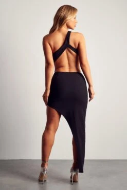 Asymmetric Cut Out One Shoulder Dress -BOW Clothing Shop black asymmetric cut out one shoulder dress 2