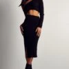 Asymmetric Knitted Midi Dress 1 Asymmetric Knitted Midi Dress -BOW Clothing Shop black asymmetric knitted midi dress