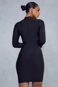 Bandage Cross Front Mini Dress -BOW Clothing Shop black bandage cross front mini dress 2