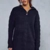 Cable Knit Detail Zip Up Jumper Dress -BOW Clothing Shop black cable knit detail zip up jumper dress
