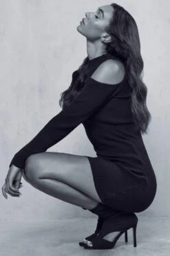 Cold Shoulder Mini Jumper Dress -BOW Clothing Shop black cold shoulder mini jumper dress 3