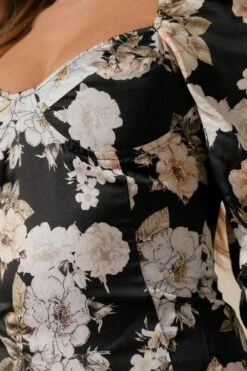 Cup Detail Frill Hem Floral Dress -BOW Clothing Shop black cup detail frill hem floral dress 5