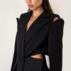 Cut Out Detail Blazer Dress -BOW Clothing Shop black cut out detail blazer dress