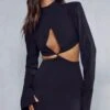 Cut Out High Neck Bodycon Dress -BOW Clothing Shop black cut out high neck bodycon dress