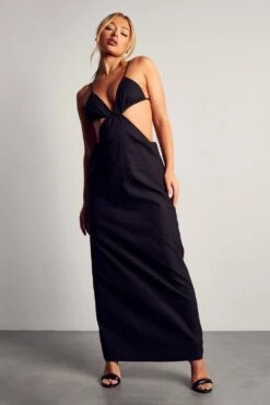 Cut Out Strappy Low Back Maxi Dress -BOW Clothing Shop black cut out strappy low back maxi dress 3