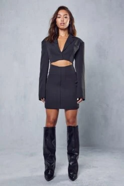 Cut Out Waist Detail Blazer Dress -BOW Clothing Shop black cut out waist detail blazer dress 3