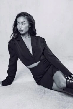 Cut Out Waist Detail Blazer Dress -BOW Clothing Shop black cut out waist detail blazer dress 4