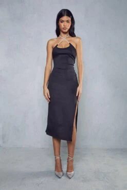 Diamante Lace Up Ruched Midi Dress 11 Diamante Lace Up Ruched Midi Dress -BOW Clothing Shop black diamante lace up ruched midi dress 3