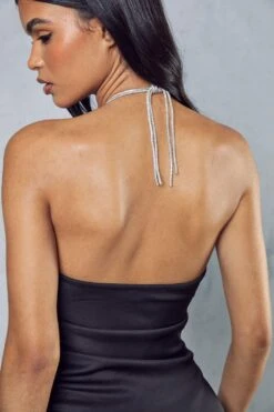 Diamante Lace Up Ruched Midi Dress 12 Diamante Lace Up Ruched Midi Dress -BOW Clothing Shop black diamante lace up ruched midi dress 4