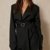 Discodaydream Tailored Belted Blazer Dress -BOW Clothing Shop black discodaydream tailored belted blazer dress