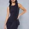 Double Layer Slinky Frill Draped Racer Neck Mini Dress 2 Double Layer Slinky Frill Draped Racer Neck Mini Dress -BOW Clothing Shop black double layer slinky frill draped racer neck mini dress