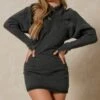 Extreme Puff Sleeve Denim Dress -BOW Clothing Shop black extreme puff sleeve denim dress