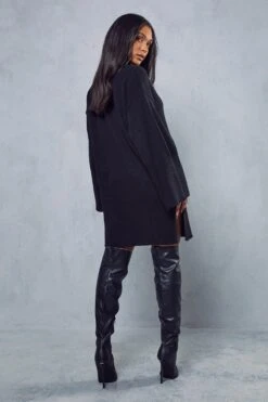 Flute Sleeve Knitted Mini Dress -BOW Clothing Shop black flute sleeve knitted mini dress 2