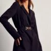 Gold Chain Belt Structured Blazer Dress -BOW Clothing Shop black gold chain belt structured blazer dress