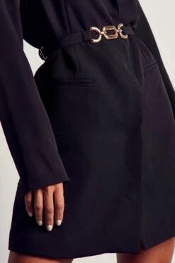 Gold Chain Belt Structured Blazer Dress 13 Gold Chain Belt Structured Blazer Dress -BOW Clothing Shop black gold chain belt structured blazer dress 5