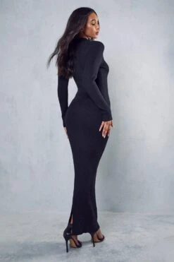 High Neck Cut Out Knitted Maxi Dress 9 High Neck Cut Out Knitted Maxi Dress -BOW Clothing Shop black high neck cut out knitted maxi dress 2