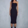 Knitted Bandeau Sweetheart Neck Maxi Dress -BOW Clothing Shop black knitted bandeau sweetheart neck maxi dress
