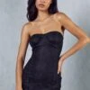 Lace Overlay Stretch Bandeau Mini Dress -BOW Clothing Shop black lace overlay stretch bandeau mini dress