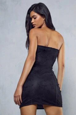 Lace Overlay Stretch Bandeau Mini Dress -BOW Clothing Shop black lace overlay stretch bandeau mini dress 2