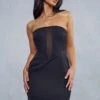 Mesh Insert Corset Mini Dress -BOW Clothing Shop black mesh insert corset mini dress