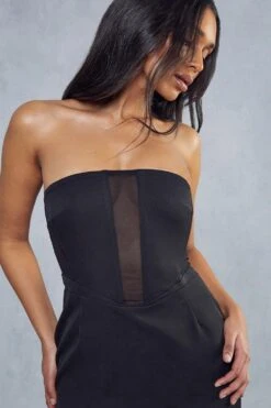 Mesh Insert Corset Mini Dress -BOW Clothing Shop black mesh insert corset mini dress 1 1