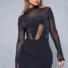 Mesh Panelled Bodycon Mini Dress -BOW Clothing Shop black mesh panelled bodycon mini dress