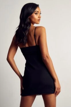 Mesh Strap Detail Bodycon Mini Dress -BOW Clothing Shop black mesh strap detail bodycon mini dress 2