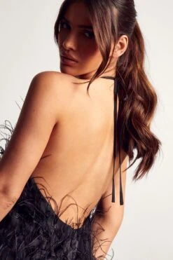 Millie Premium Feather Detail Mini Dress -BOW Clothing Shop black millie premium feather detail mini dress 4