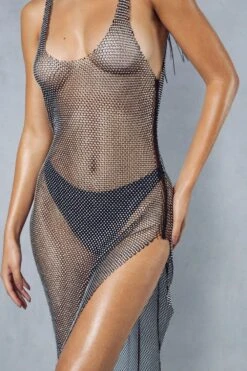 Miss Joslin Premium Fishnet Diamante Maxi Dress -BOW Clothing Shop black miss joslin premium fishnet diamante maxi dress 1