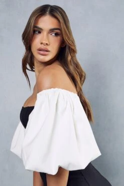 Monochrome Puff Sleeve Mini Dress -BOW Clothing Shop black monochrome puff sleeve mini dress 5