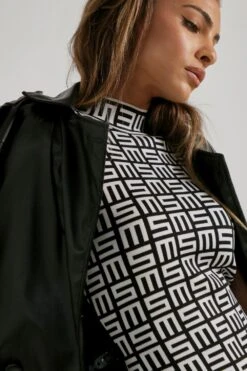 Mp Monogram Premium Bandage Dress -BOW Clothing Shop black mp monogram premium bandage dress 4