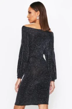Off The Shoulder Glitter Mini Dress 7 Off The Shoulder Glitter Mini Dress -BOW Clothing Shop black off the shoulder glitter mini dress 1