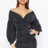 Off The Shoulder Glitter Mini Dress 1 Off The Shoulder Glitter Mini Dress -BOW Clothing Shop black off the shoulder glitter mini dress