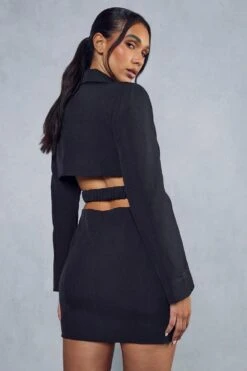 Open Back Tailored Blazer Dress -BOW Clothing Shop black open back tailored blazer dress 2