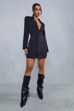 Open Back Tailored Blazer Dress -BOW Clothing Shop black open back tailored blazer dress 3