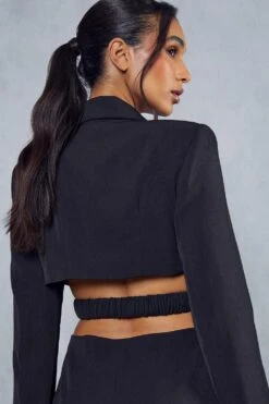 Open Back Tailored Blazer Dress -BOW Clothing Shop black open back tailored blazer dress 4