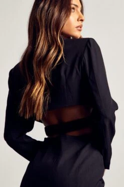 Open Back Tailored Blazer Dress -BOW Clothing Shop black open back tailored blazer dress 5