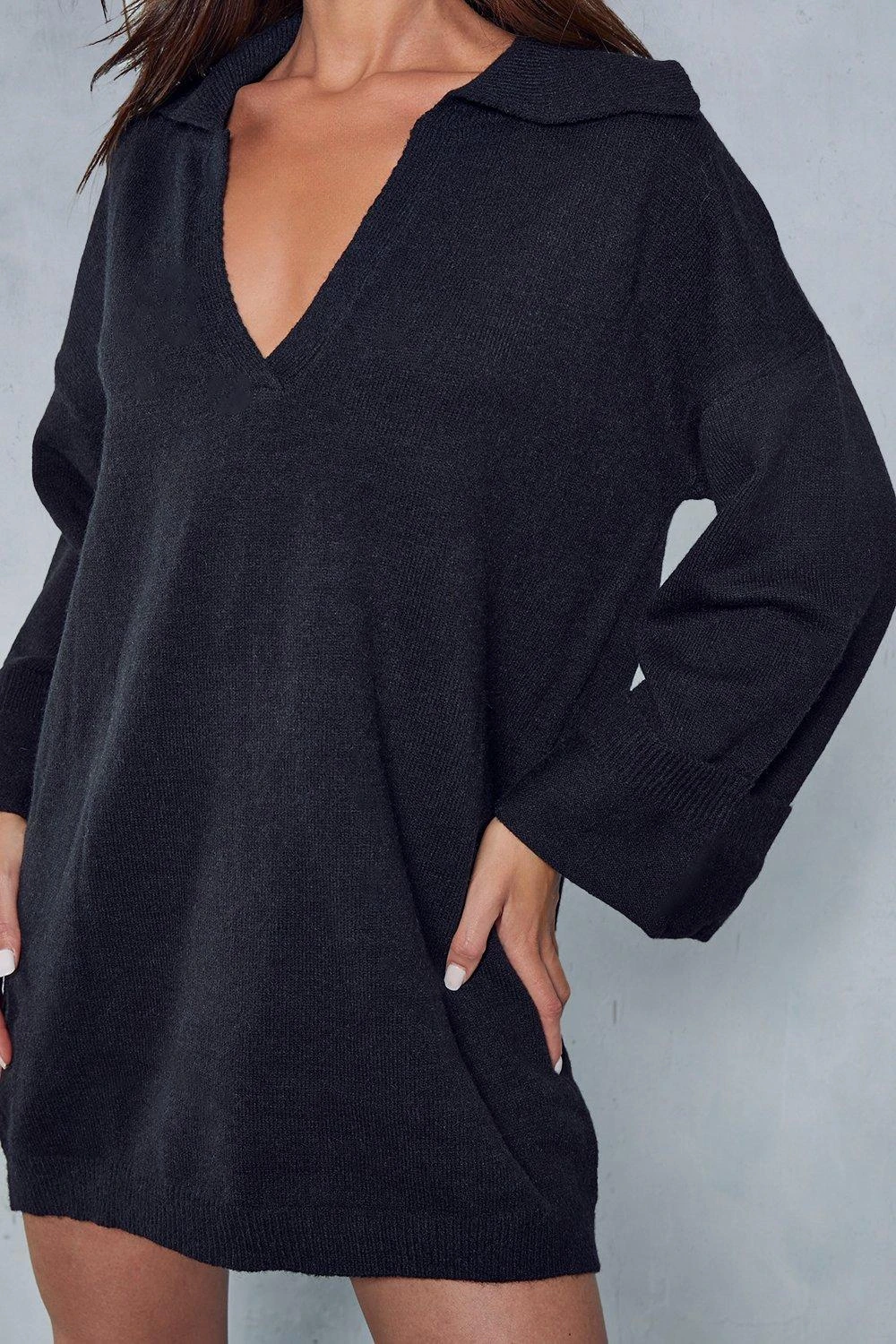 Oversized Collar Detail Jumper Dress 4 Oversized Collar Detail Jumper Dress - Image 2