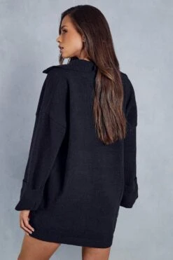 Oversized Collar Detail Jumper Dress 10 Oversized Collar Detail Jumper Dress -BOW Clothing Shop black oversized collar detail jumper dress 2