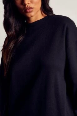 Oversized Raw Hem Sweater Dress -BOW Clothing Shop black oversized raw hem sweater dress 1