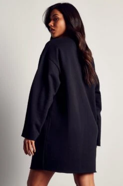 Oversized Raw Hem Sweater Dress -BOW Clothing Shop black oversized raw hem sweater dress 2