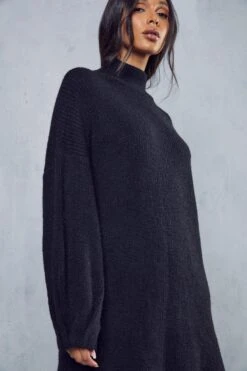 BOW Clothing Shop -BOW Clothing Shop black pintuck sleeve knitted jumper dress 1