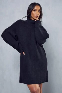 Pintuck Sleeve Knitted Jumper Dress