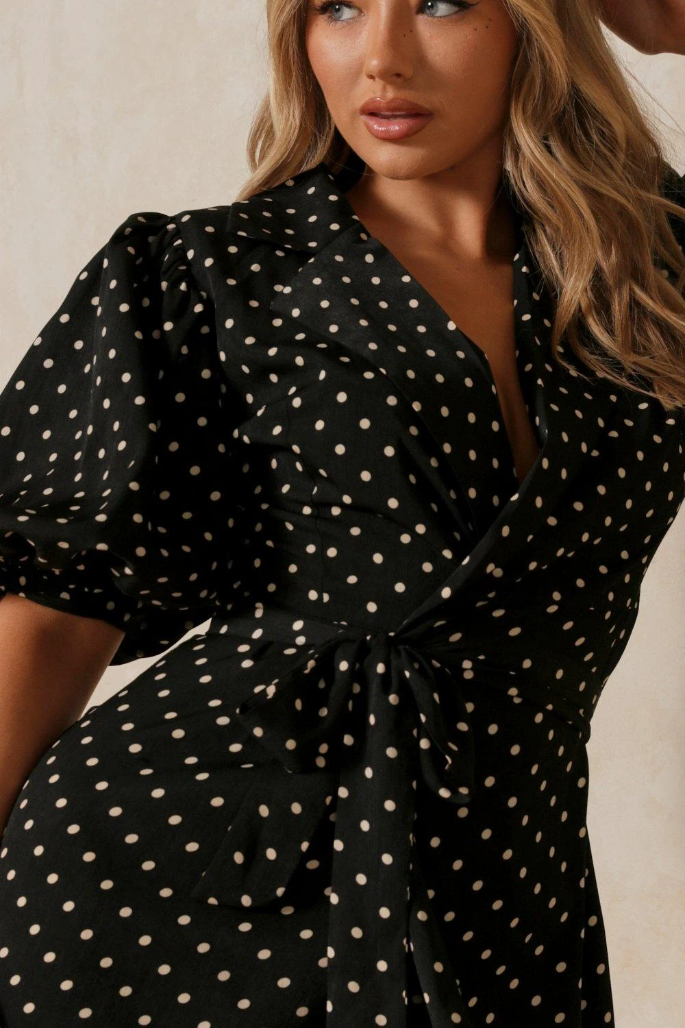 Polka Dot Extreme Puff Sleeve Wrap Dress 4 Polka Dot Extreme Puff Sleeve Wrap Dress - Image 2