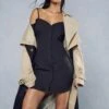 Poplin Off The Shoulder Button Through Shirt Dress -BOW Clothing Shop black poplin off the shoulder button through shirt dress