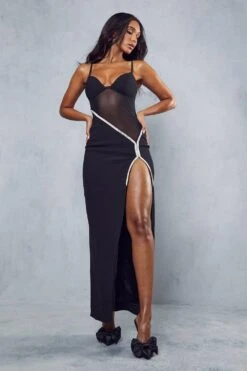 Power Mesh Diamante Maxi Dress -BOW Clothing Shop black power mesh diamante maxi dress 3