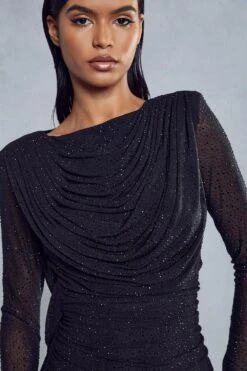 Premium Diamante Draped Backless Mini Dress -BOW Clothing Shop black premium diamante draped backless mini dress 5