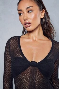 Premium Fine Knit Split Leg Maxi Dress -BOW Clothing Shop black premium fine knit split leg maxi dress 5